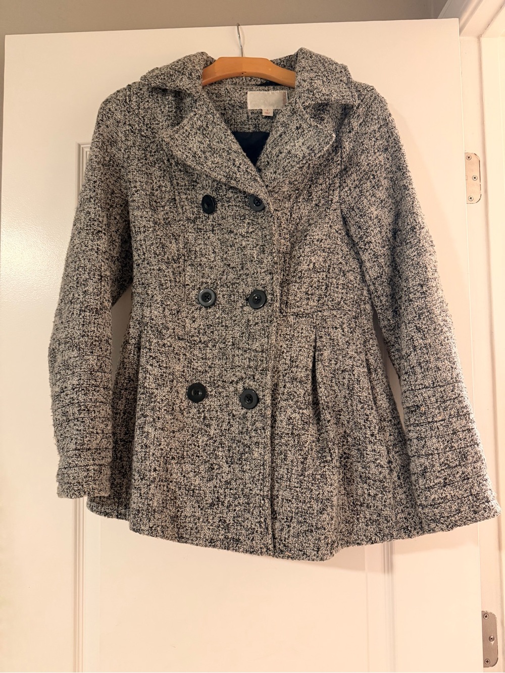 Xhilaration Gray Double-Breasted Tweed Peacoat